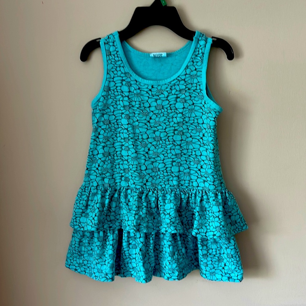 Little girls dress turquoise,white and black size 4 little G